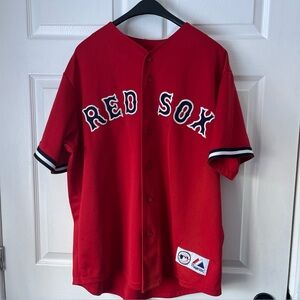 Majestic DEREK LOWE 32 Red BOSTON RED SOX Mens MLB Team Sewn JERSEY XL
